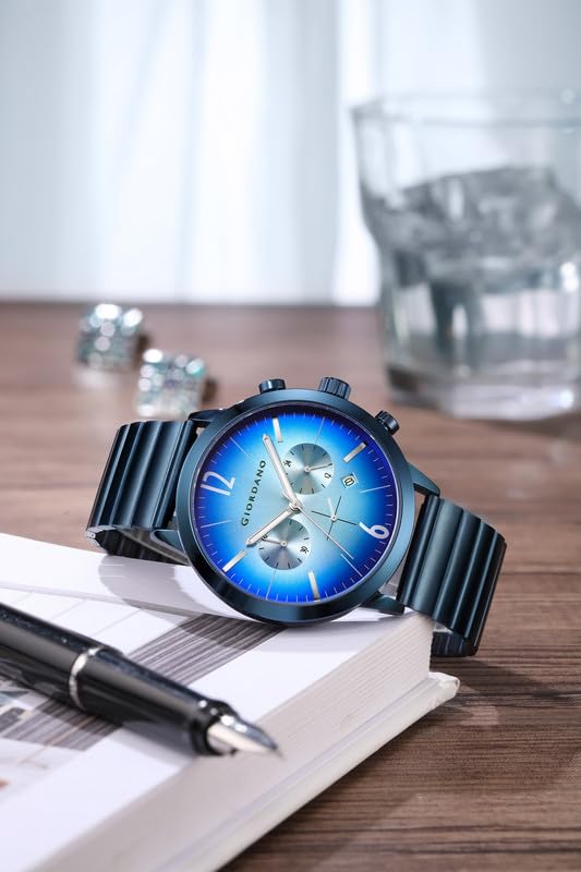 Image of Giordano Analog Chronograph Watch for Men - Round Dial, Date Display Function, Quartz Movement, Water Resistant, Stainless Steel Case & Strap - GZ-50153