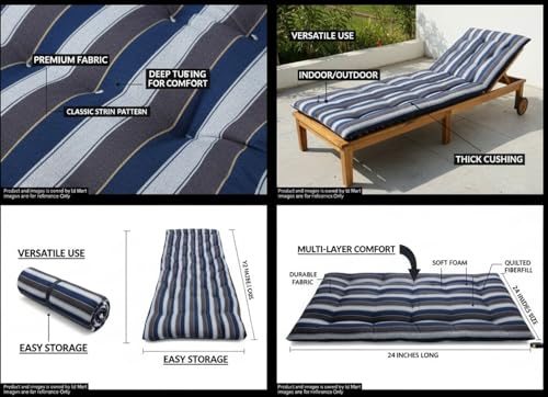 Image of Adim's Soft Cotton Filled Quilt Mattress Single Bed Blue Lining Star 72 x 36 x 4 Inches,Firm, Reversible, Pure Cotton Fabric,