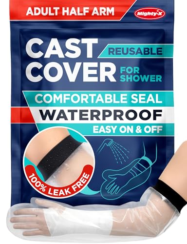 100% Waterproof Cast Covers for Shower Arm - Tight Seal - Reusable Adult Half Arm Cast Protector - Hand Wrist Elbow Forearm - After Surgery Bandage & Dressing Bag Sleeves for Wounds & Burns