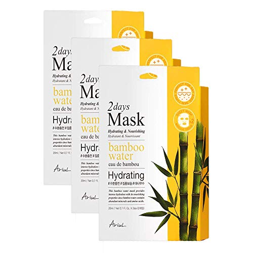Ariul 2 Days Bamboo Facial Sheet Mask â€“ Hydrating Sheet Mask - Moisturizing Sheet Mask, Nourishing Sheet Mask, Vegan Sheet Mask, Suitable for Dehydrated & Dry Skin, Intensive Skincare Sheet Mask, Includes 2 Masks Per Pack (Pack of 3)