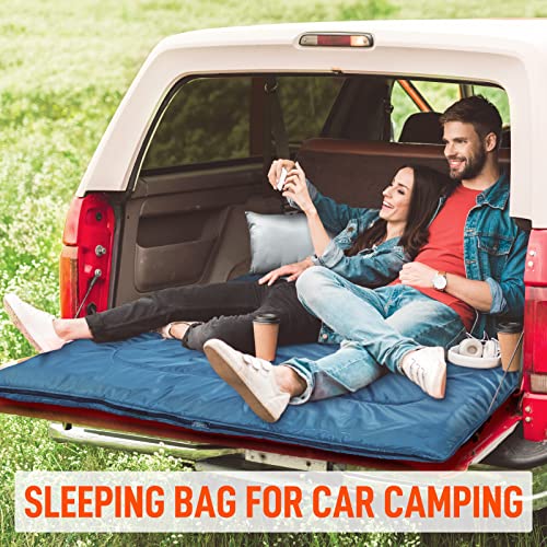 Image of MEREZA Double Sleeping Bag for Adults Mens with Pillow, XL Queen Size Two Person Sleeping Bag for All Season Camping Hiking Backpacking 2 Person Sleeping Bags for Cold Weather & Warm