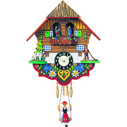 0193SQT Engstler Battery-Operated Clock-Mini Size with Music/Chimes-7.5 H x 7 W x 3 D, White