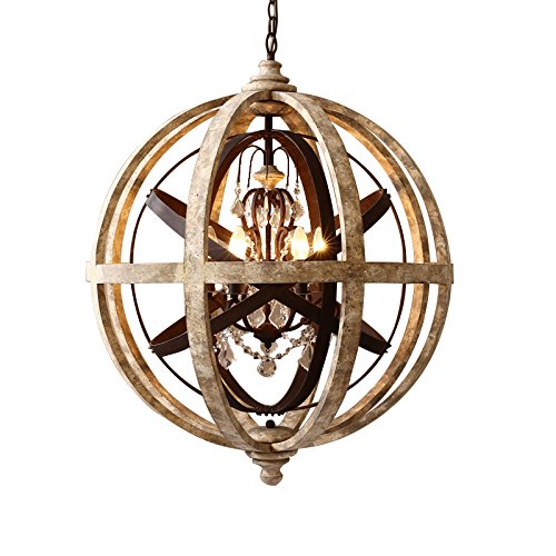 Best Quality 🔥 Lovedima Retro Rustic Weathered Wooden Globe Metal Orb Crystal 5-Light Pendant Lighting Chandelier Ceiling Light Best Quality 🔥 Lovedima Retro Rustic Weathered Wooden Globe Metal Orb Crystal 5-Light Pendant Lighting Chandelier Ceiling Light