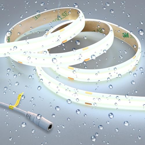 Image of GOMING 24V Super Bright COB LED Strip Cool White 6000K IP65 Waterproof | 16.4ft(5M) 621LM /FT 14.5W /M CRI 93+ High Density 480LED /M LED Tape Lights for DIY Home Decor(Power Supply not Included)
