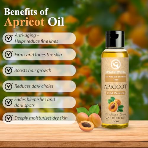 Image of Apricot Oil | 100% Pure Cold Pressed Kernel Oil for Glowing Skin & Soft Hair | Rich in Vit A E, Moisturizes, Reduces Wrinkles & Strengthens Hair | All Skin Types | 120 ml