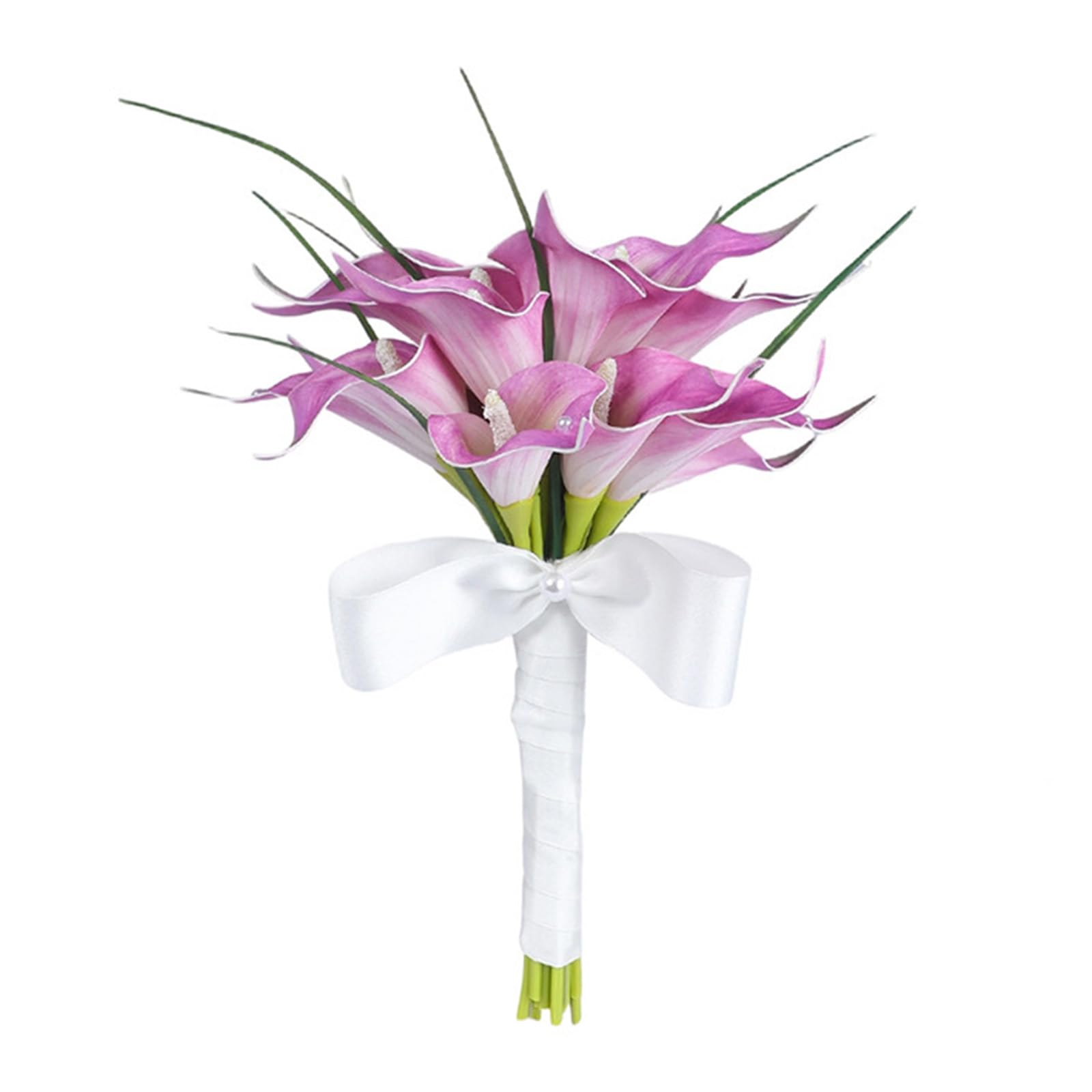 Piceioep Floral Bouquet Artificial Calla Bridal Bouquet Flexible Stems Wedding Ceremony Keepsakes White Wedding Silk Flowers