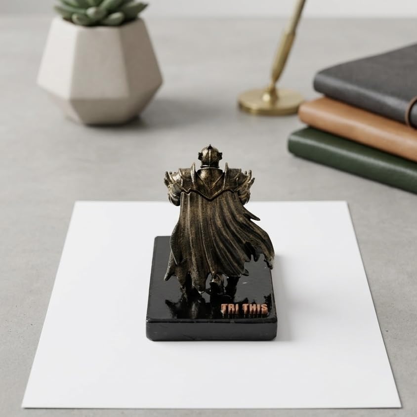 Image of Pen Holder Sculpture Eco PLA Water Resistant Scratch Resistant Desk Organizer 5x4x3 Inches Satin Silk Metallic Finish Armour Decorative Tool Stand (Antique Gold)
