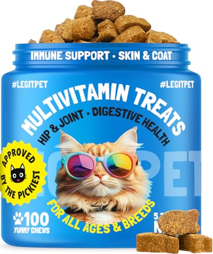 Multivitamin Cat Treats Vitamins for Indoor Cats Skin & Coat Digestion Immunity Mobility Heart &...