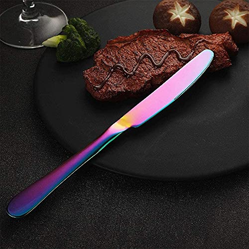 Image of Rainbow Silverware Set, Rainbow Flatware Set for 4, Stainless Steel Tableware Cutlery Set, Utensil Sets for Kitchen, Forks and Spoons Silverware (Rainbow, Set of 15)