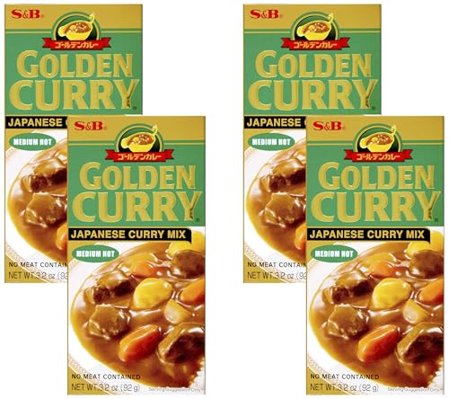 S&B, Golden Curry Japanese curry Mix, Medium Hot, 3.2 oz (Pack of 4)