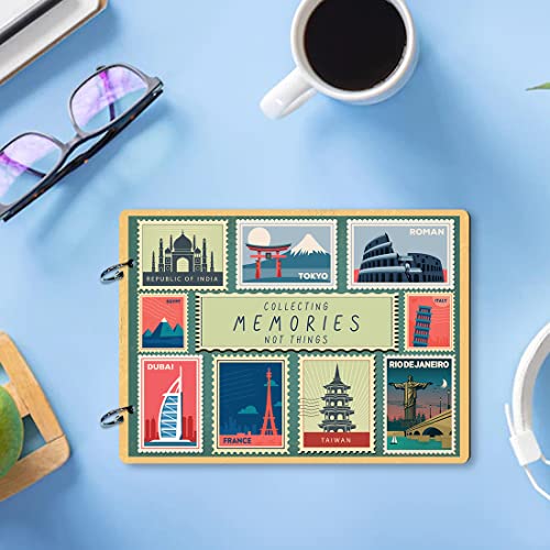 Image of 100yellow World Stamp Book scrapbook collecting memories in Photo album| 40 A5 pages | Size : 15.2 cm x 21.5 cm |Multicolour