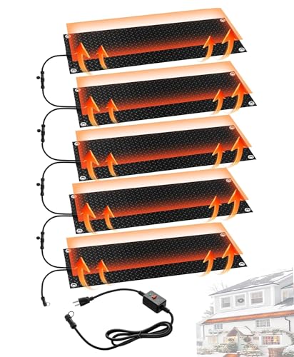 Elektryczna mata przeciwśnieżna na podjazd - Energooszczędna i odporna na warunki atmosferyczne podgrzewana mata grzewcza do domu rozwiązanie bezpieczeństwa zimowego (czarna-5 sztuk, 25,4