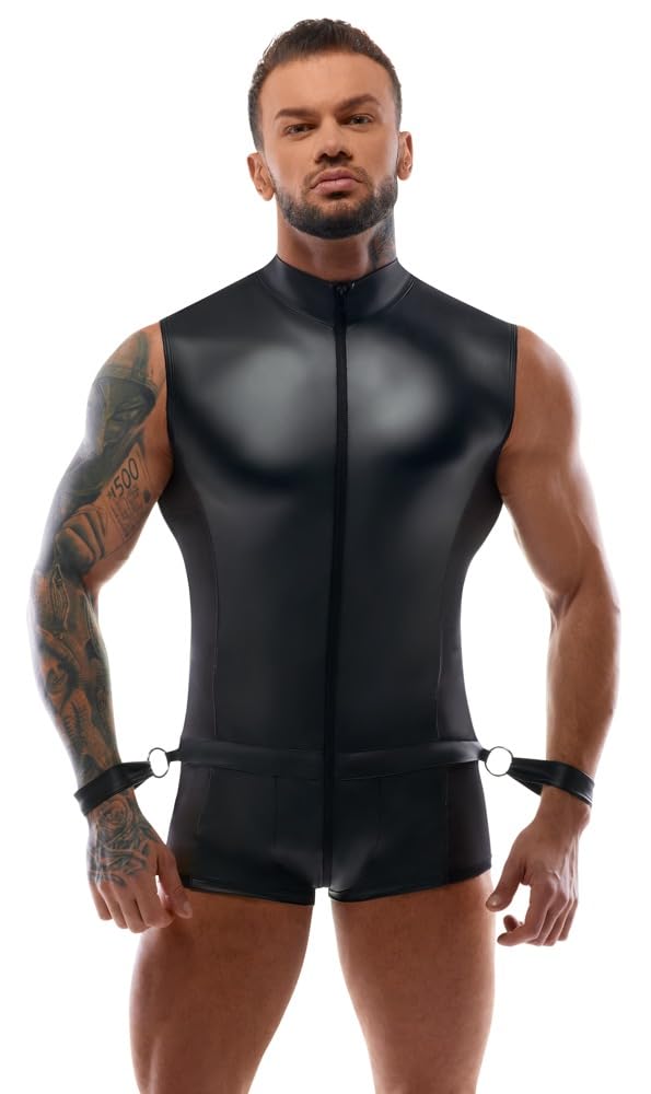 Nek Calzoncillo y tanga eróticos de cuero y látex para hombre Herren Overall&Cuffs M