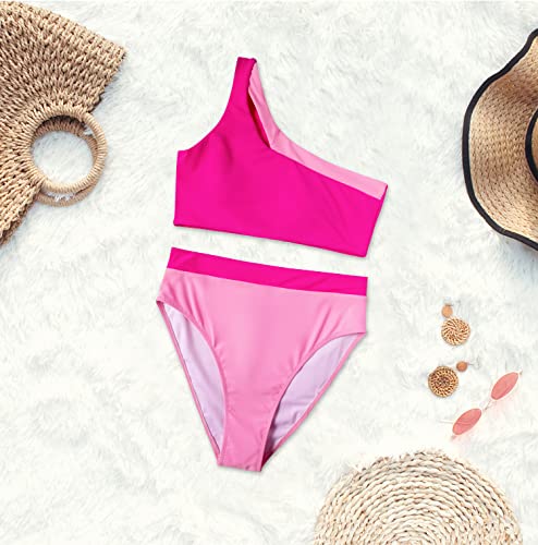 MOOSLOVER Women Cutout One Shoulder High Waisted Bikini High Cut Two Piece Swimsuits3