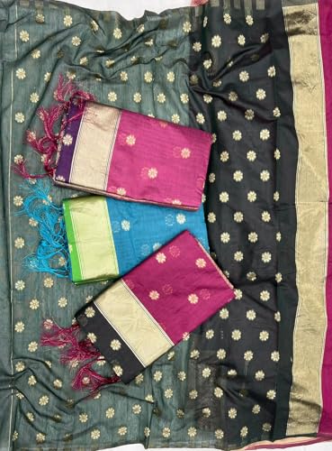 Image of Women's Cotton Soft Silk Sarees | Jamdani Cotton Saree With Attach Unstitched Blouse Piece