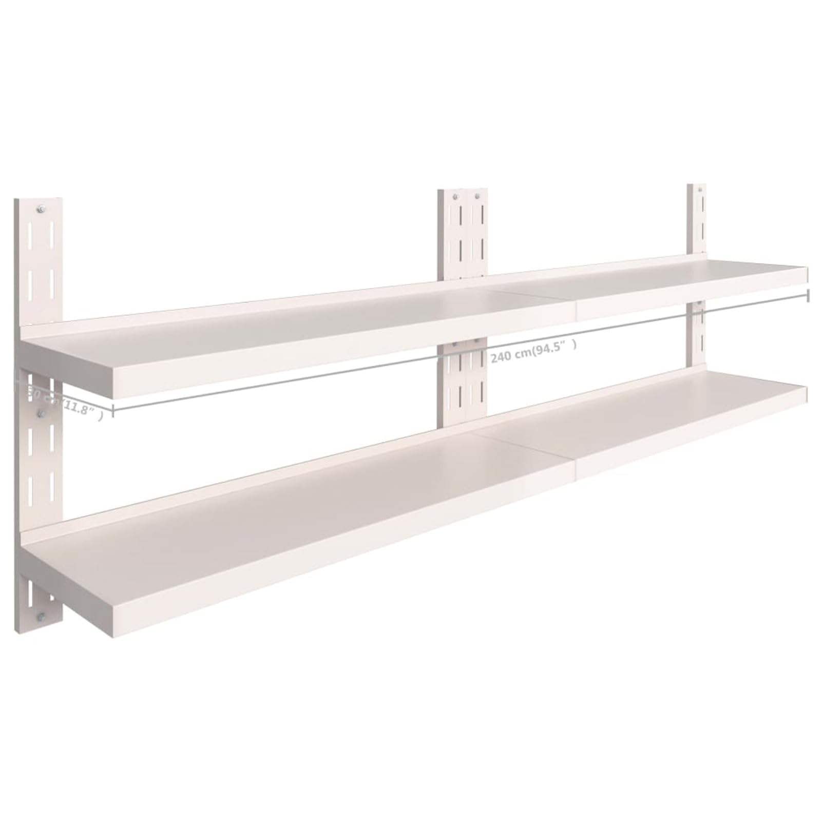 Homgoday Mensole Galleggianti a 2 Livelli 2 pz in Acciaio Inox 240x30 cm, Mensola da Muro, Mensole da Parete per Soggiorno, Ufficio, Camera da Letto, Bagno