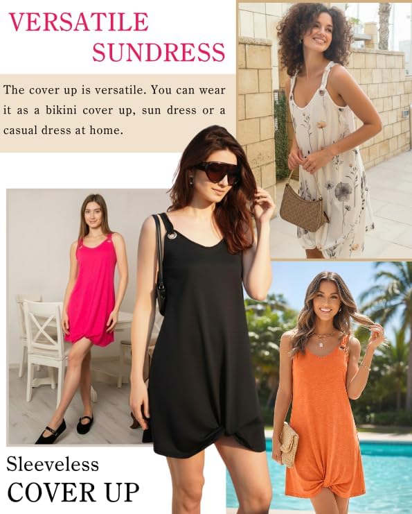 Ekouaer Swimsuit Coverup for Women Sleeveless Bathing Suit Cover Up 2026 Twisted Tank Beach Summer Dress A-line Sundress - Image 5