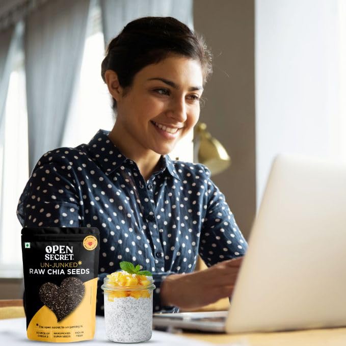 Image of Open Secret Premium Chia Seeds | 500g | Chia Seeds, Raw Handpicked Chia Seed for Eating, Healthy Snacks, Rich in Protein & Fiber with Omega - 3 & Antioxidants, Un-Junked Power Pack (Pack of 1)