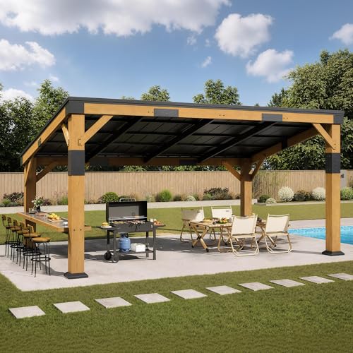 AMERLIFE 10x14 FT Spruce Wood Grill Gazebo with Bar...
