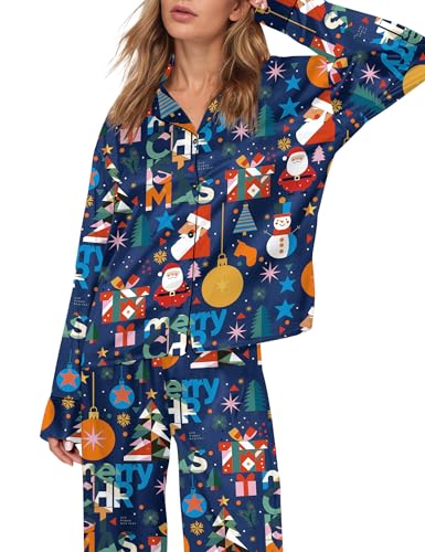 Image of SHESHOW Satin Pajamas for Women Set Long Sleeve Button Down Sleepwear 2 Piece Nightwear Women Pjs Sets Size XS-XXL