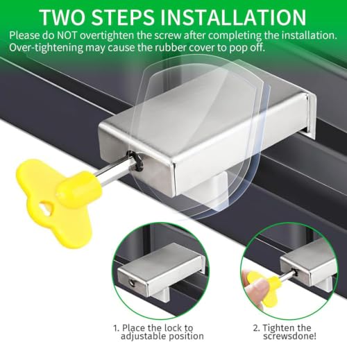Image of Inralimot Sliding Window Locks with Keys (1 Set), 0.66-1.65 Inch Adjustable Child Safety Locks for Vertical and Horizontal Windows, Stainless Steel Security Lock for Patio Doors, No Tools Needed