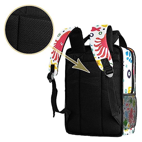 Sac à dos pour garçons motif pieuvre et méduse de 35.5x26x12 cm - 4
