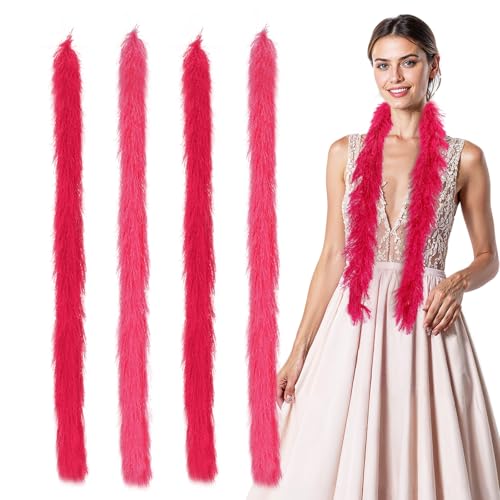 Wanmu 4 Stück Federboas, 5 ft Künstliche Flauschige Boas Dekoration für Mädchen Damen Kostüm Kleid Tee Party Cosplay Halloween Dress Up Tanzen...