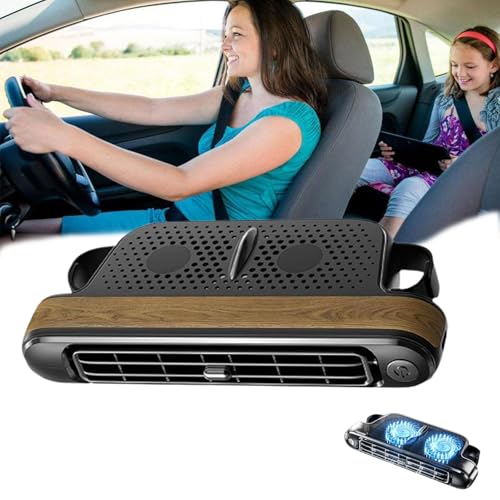 Car Fan for Driver and Passenger's Seat, Car Seat Cooling Fan, Car Seat Fans, Mini Portable USB Backseat Cooling Fans with 3 Adjustable Wind Speeds, for RVs Sedans & SUV (Wood Grain)