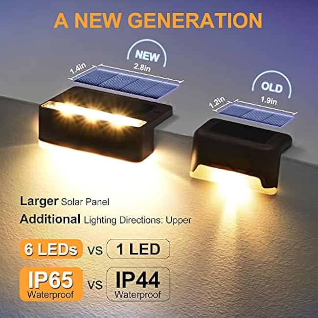 SOLPEX Solar Fence Lights, 6 LEDs, Warm White, 4 Pack