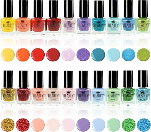 Beauty4Britain 20 x Nail Polish Varnish Set 20 Colours Quick Dry Non Gel Nail Polish Gift Box Blooming Wild