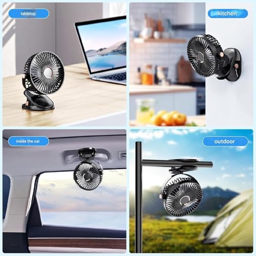 Image of RAXHOL ๐ inch ๐๐ง๐๐ก Rechargeable Desktop Mini ๐๐ฅ๐ข๐ฉ ๐
๐๐ง with ๐๐๐ Lighting | High Speed Rechargeable Table Fan for Home | ๐ ๐๐ฉ๐๐๐ Modes Portable fan for Kitchen Home Office (Black)
