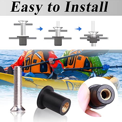 36 pairs m4 m5 m6 neoprene well nuts with stainless steel screw m5 rubber well nuts kayak brass copper bolts well nut kit for kayak motorcycle boat marine windscreen accessories m4 m5 m6