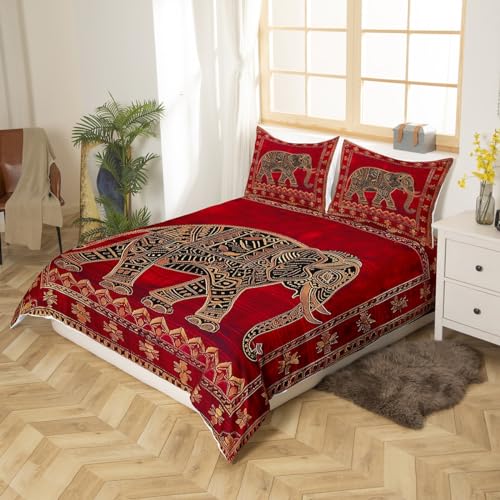 Housse de couette éléphant indien bohème rétro pour lit double