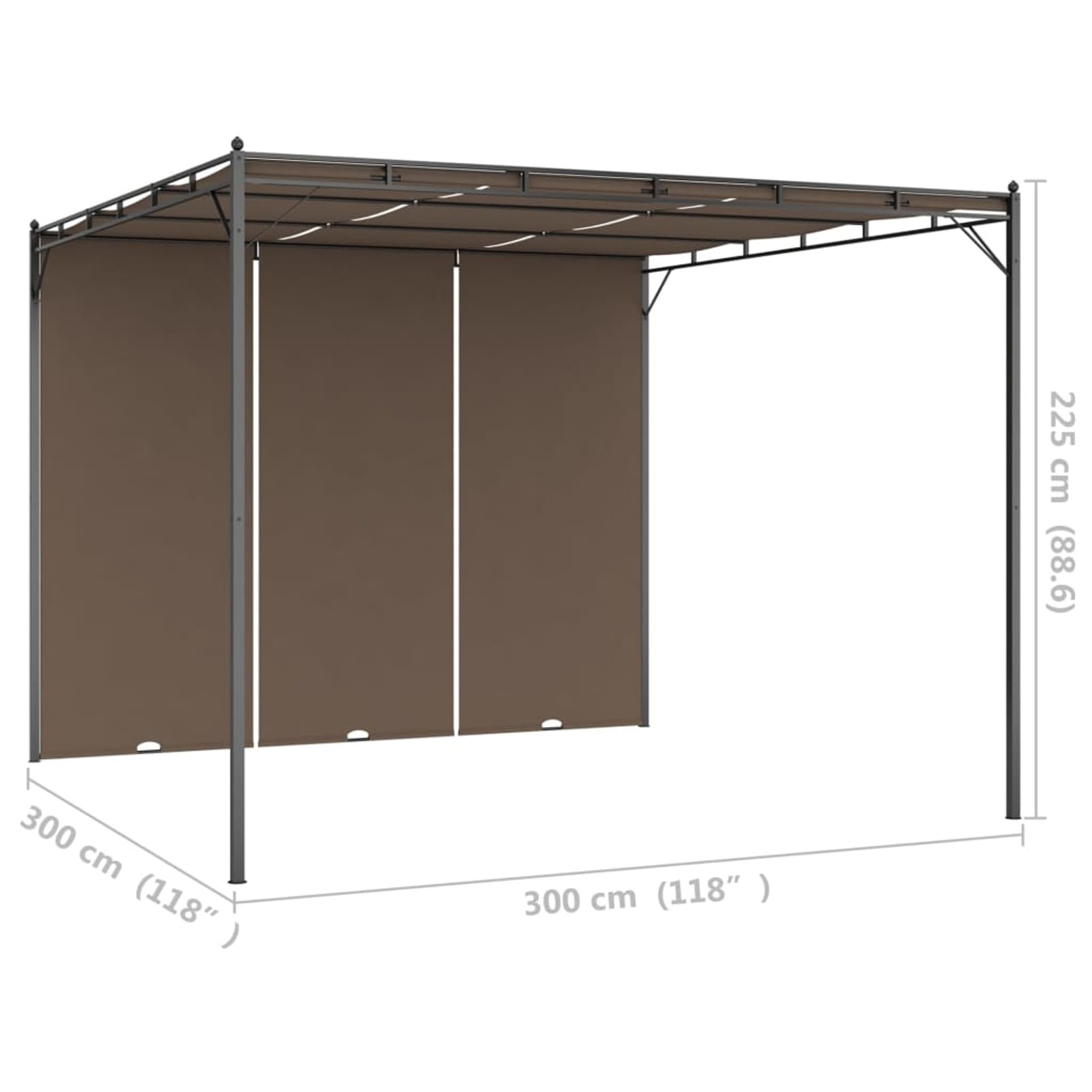 ZEYUAN Gartenpavillon mit Seitenvorhang, Pop-Up Partyzelt, Festzelt, Pavillon, Garden Decoration, Canopy Tent, Lagerzelt, Pavillon, 3x3x2,25 m Taupe