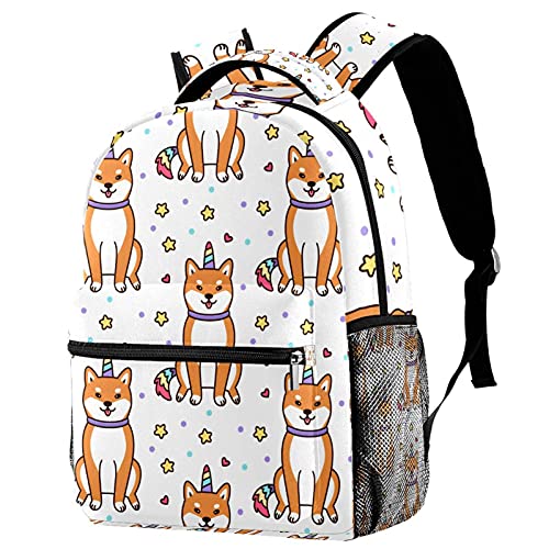 Sac à dos voyage Shiba Inu licorne : protégez ses affaires avec le porte-bouteille