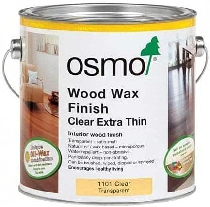 Wood Wax Finish 1101, Extra Thin Clear Satin, 750ml - Durable Furniture Wax for Ingredient-Rich Hardwoods, Water-Resistant, Wood Treatments - Ideal for Teak, Walnut & More