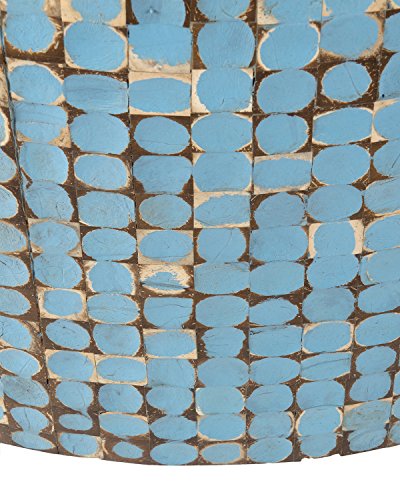 East At Main Jordan Round Handmade Real Coconut Shell Mosaic Coffee Table, Blue 31" Diameter X 16" H, Living Room Furniture, Bohemian And Coastal Decor #TOP3