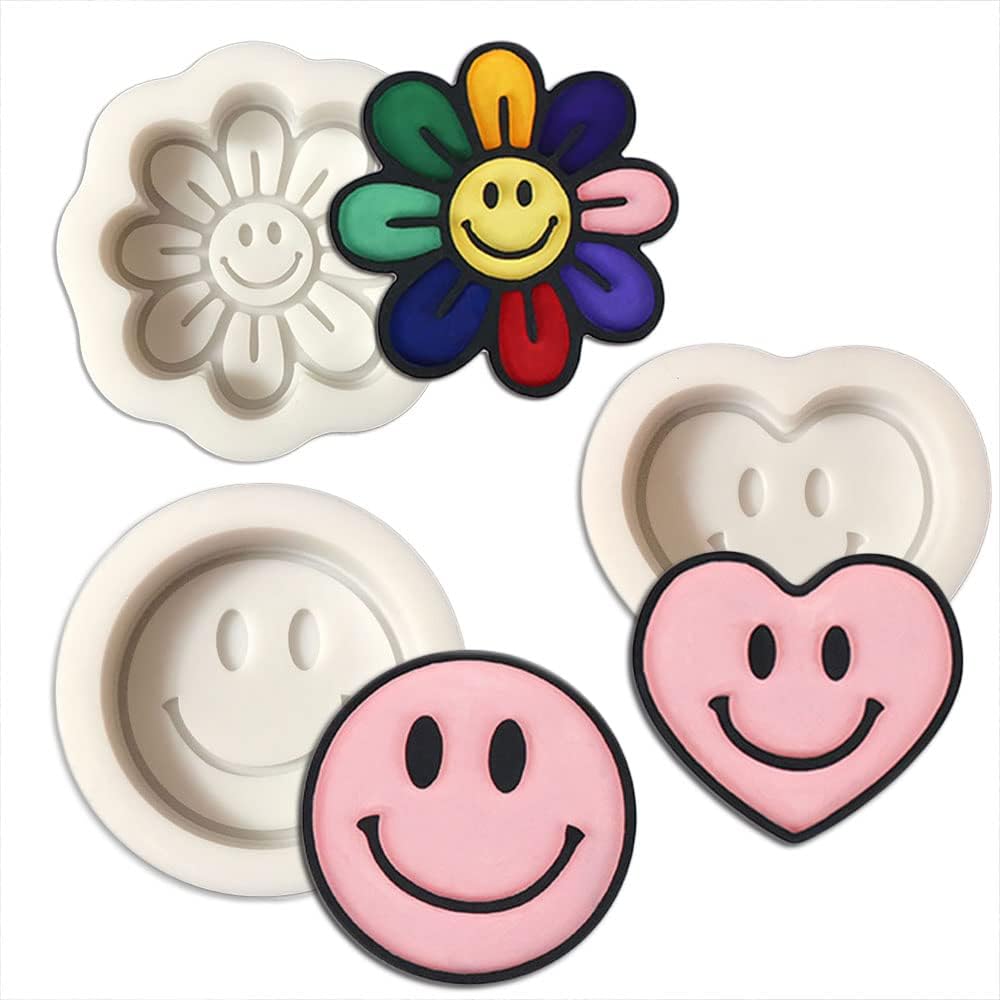 Smiling face Shape Car Freshie Silicone Mold for Making Soap Aroma Beads Car Freshie, Pendant, Candle, Resin