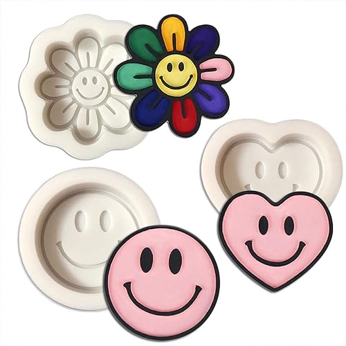 Miniatura 1 de Molde de silicona Freshie de coche con forma de sol de cara sonriente para hacer jabón aroma perlas coche Freshie, colgante, vela, resina