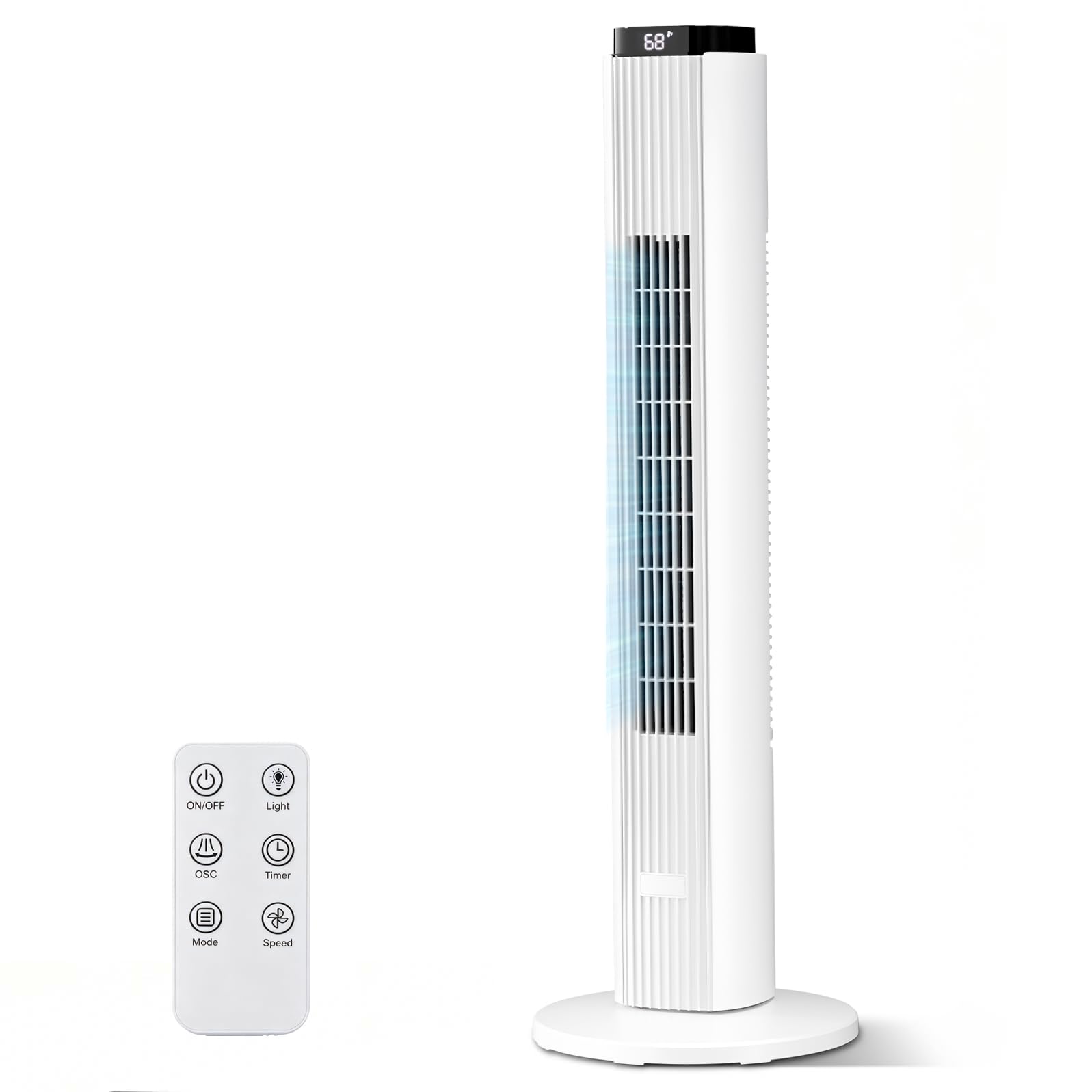 Electactic 37-Inch Bladeless Tower Fan, 80° Oscillating, Quiet Cooling with 12H Timer & Remote, 6 Speeds & 4 Modes