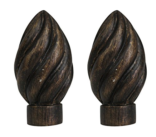 Urbanest Set of 2 Worcester Finial, 2 3/8-inch Tall, Antique Gold