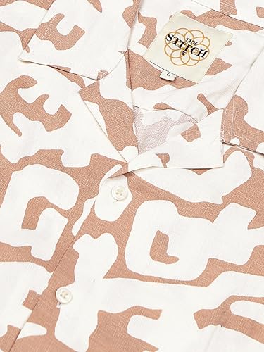 Image of StitchX Men's Half Sleeve Camo Printed Linen Look Shirt