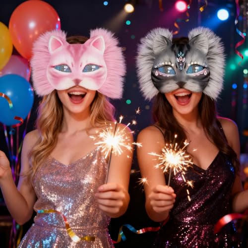 WAYNHUI Diy Therian Mask Kit Blank Cat Fox Mask Material- Gem Stickers for Therian Gear Stuff for Halloween, Cosplay, Masquerade, Party. by WAYNHUI - Image 6