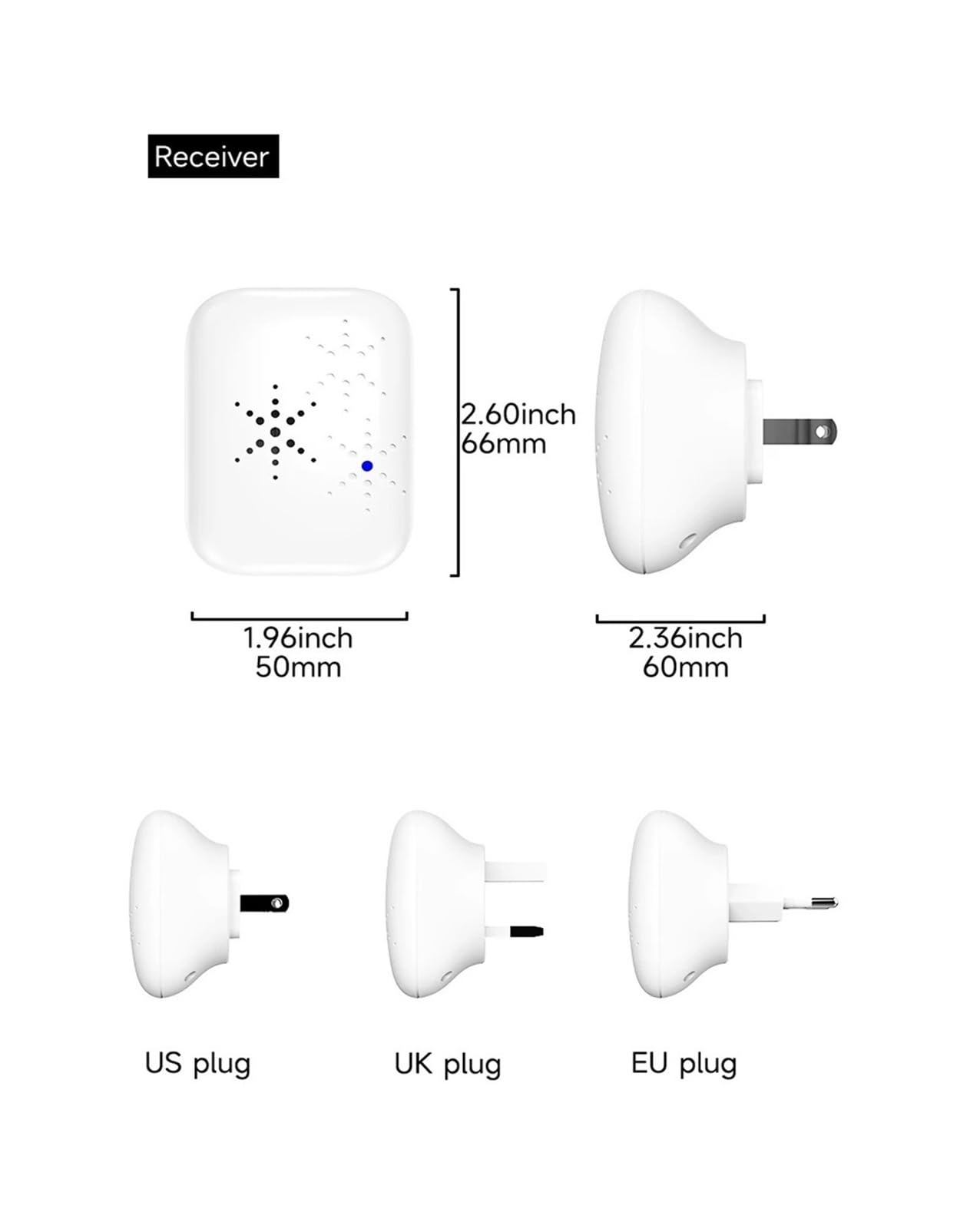 Sonnette sans fil cinétique autogénératrice(White 1 key 3 bells,EU Plug)