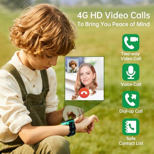 Image of IMOO Watch Phone Z1, 4G Smart Watch for Kids with Real-Time HD Video & Phone Call, Smart Watch for Girls with Real-Time GPS Location, Smartwatch for Boys with IPX8 Water Resistance (Light Green)