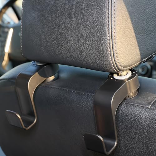 Amooca Car Seat Hooks Anti-Drop Headrest Storage Hanger Universal Fit Automotive Organizer for Purse Bag Coat Black 2 Pack