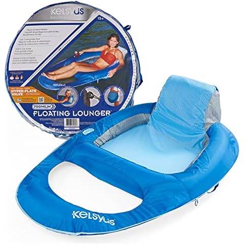 Kelsyus Premium Floating Lounger with Fast Inflation, Inflatable Recliner Chair, Lake & Pool Float for Adults with Cup Holder, Amazon Exclusive Cover