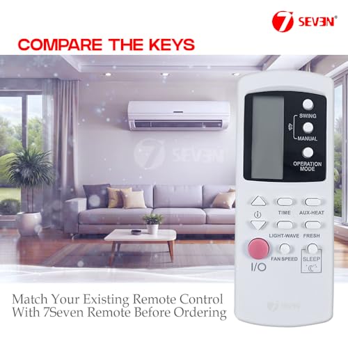 Image of 7SEVEN Compatible with Lloyd AC Remote Control Model 300 Suitable for Split and Window 1 1.5 2 Ton Air Conditioner Remote - Match Each Keys Exactly to Replicate Genuine Remote Function