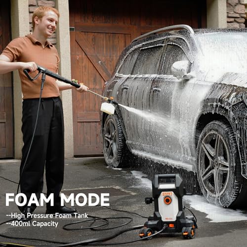 AIVOLT 4800PSI Electric Pressure Washer, Portable Power Washer with Anti-Tipping 4-Wheel Design, 36FT Cable & 25FT Hose, 4 Nozzles, Soap Tank for Cars, Driveways, Fences, Patios & Home - Image 6