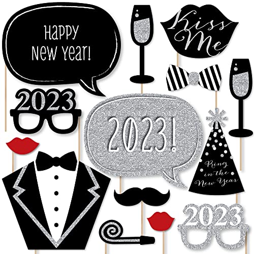 Big Dot Of Happiness New Year's Eve Party - Silver - 2023 New Year Party Photo Booth Props Kit - Party Decorations - 20 Count #TOP12